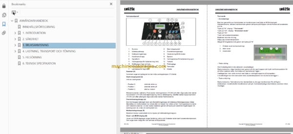 Sandvik LH625E Mining Loader Operator's and Maintenance Manual (L225E026 Swedish)