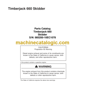 Timberjack 660 Skidder Parts Catalog SN 985200-10EC1078