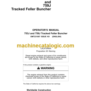 Timberjack 753J and 759J Tracked Feller Buncher Operators Manual