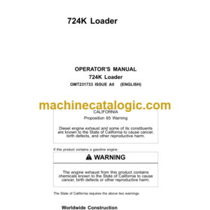 John Deere 724K Loader Operators Manual (OMT231733)