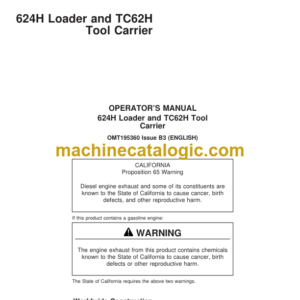 John Deere 624H Loader and TC62H Tool Carrier Operators Manual (OMT195360)