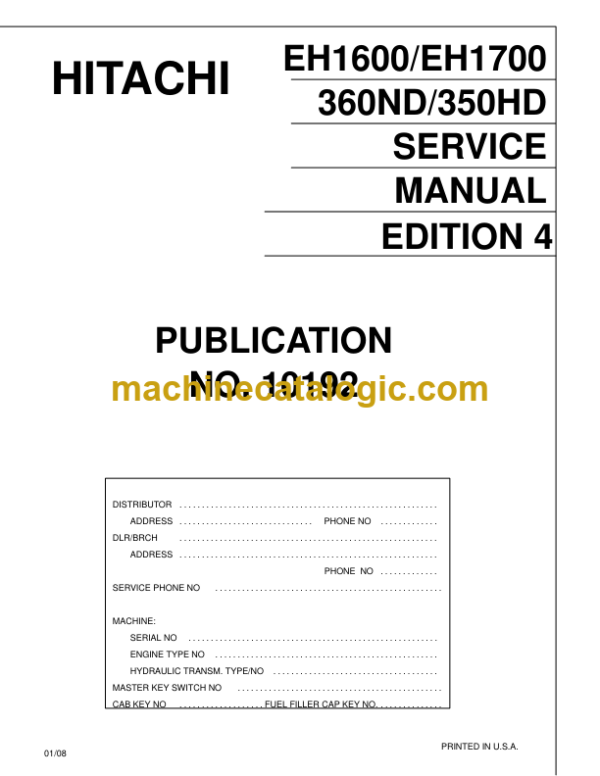 Hitachi EH1600 EH1700 Service Manual