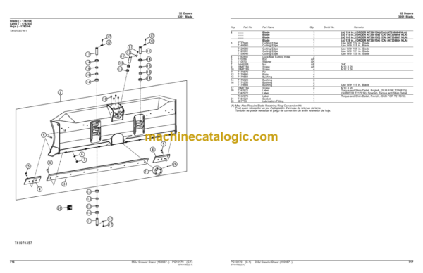 John Deere 550J Crawler Dozer Parts Catalog (PC10179)