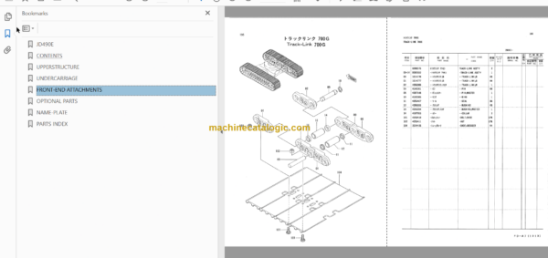 JD490E Excavator Parts Catalog & Equipment Components Parts Catalog