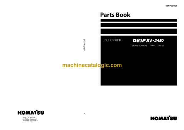 KOMATSU D61PXi-24E0 Bulldozer Parts Book