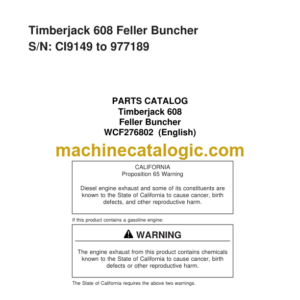 Timberjack 608 Feller Buncher Parts Catalog