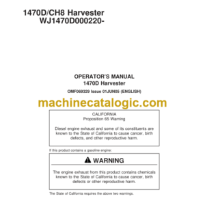 Timberjack 1470 DCH8 Harvester Operators Manual