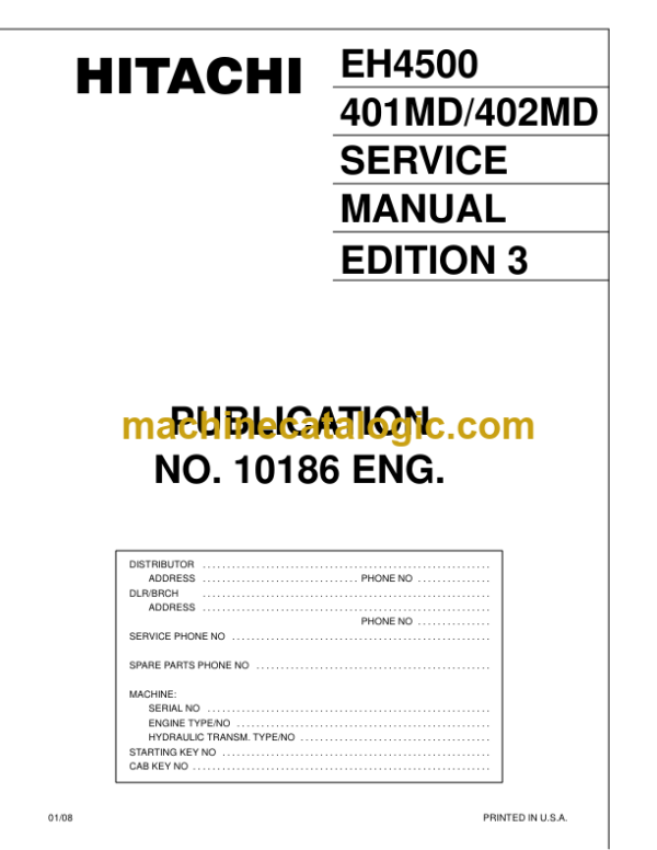 Hitachi EH4500 401MD and 402MD Service Manual