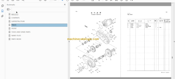 Hitachi MA125-2 Amphibious Soft Terrain Vehicle Parts Catalog & Equipment Components Parts Catalog