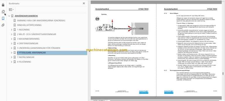Sandvik DT922i Tunnelling Drill Operator's and Maintenance Manual (119D61465-1 Swedish)