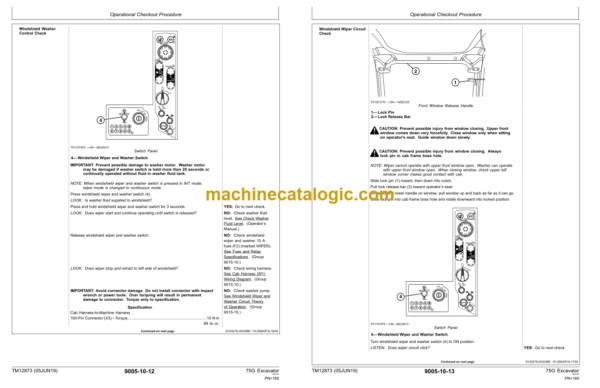 John Deere 75G Excavator Operation and Test Technical Manual (TM12873)