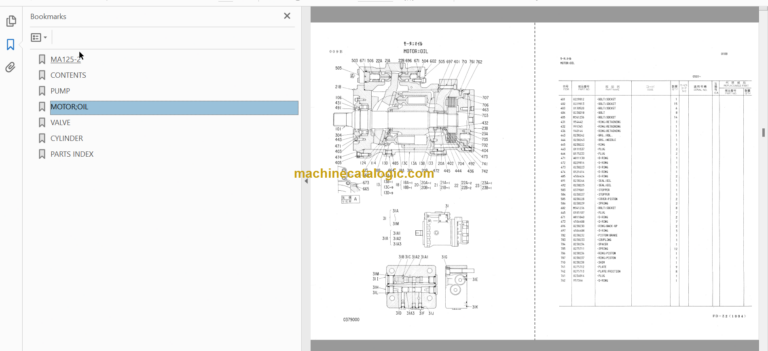 Hitachi MA125-2 Amphibious Soft Terrain Vehicle Parts Catalog & Equipment Components Parts Catalog