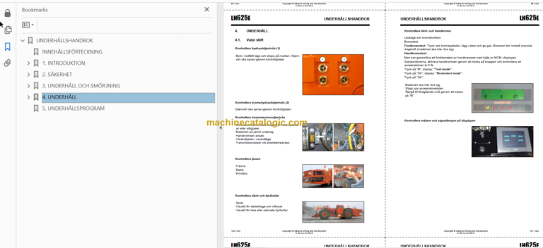 Sandvik LH625E Mining Loader Operator's and Maintenance Manual (L225E027 Swedish)