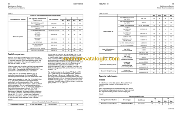 Caterpillar CS54B SB54B CS64B Vibratory Soil Compactors Operation and Maintenance Manual