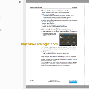 Sandvik DD422iE Drill Rig Operator’s and Maintenance Manual (117D38013-1)