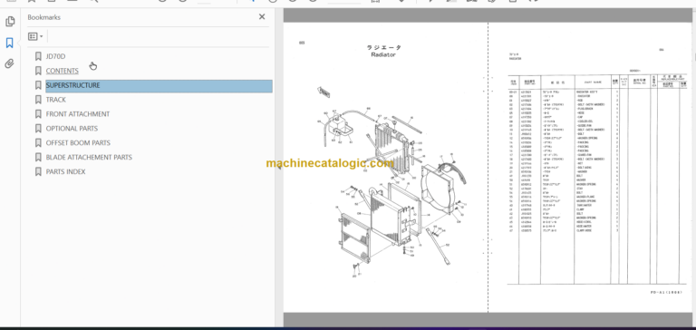 JD70D Hydraulic Excavator Parts Catalog & Equipment Components Parts Catalog