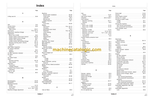 John Deere 310SE Backhoe Loader and 315SE Sideshift Backhoe Loader Operators Manual (OMT184377)