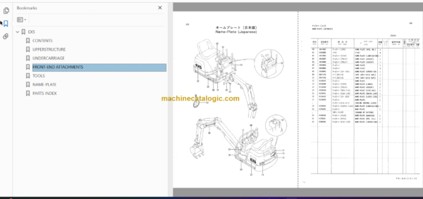 Hitachi EX5 Excavator Parts Catalog & Equipment Components Parts Catalog