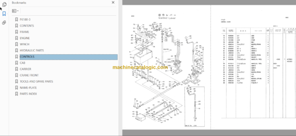 Hitachi FK180-3 Hydraulic Truck Crane Parts Catalog & Equipment Components Parts Catalog