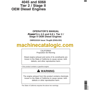 John Deere POWERTECH™ 4.5 and 6.8 L 4045 and 6068 Tier 2 Stage II OEM Diesel Engines Operators Manual (OMRG33324)