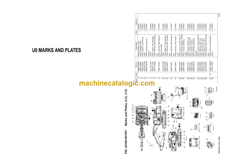 Komatsu HB365LC NLC-3E0 Hybrid Excavator Parts Book