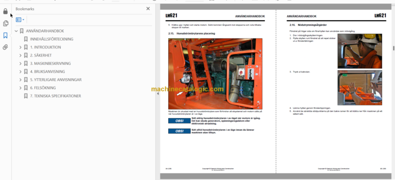 Sandvik LH621 Mining Loader Operator's and Maintenance Manual (L321D163 Swedish)