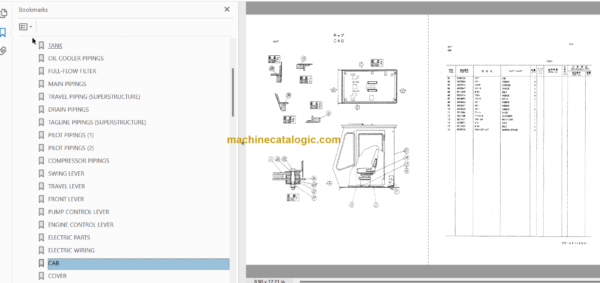 Hitachi MA125U Amphibious Soft Terrain Vehicle Parts Catalog & Equipment Components Parts Catalog