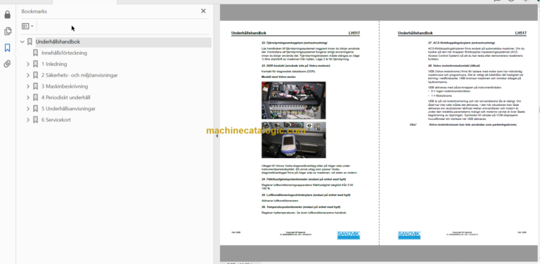 Sandvik LH517 Mining Loader Operator's and Maintenance Manual (L817D600 Swedish)