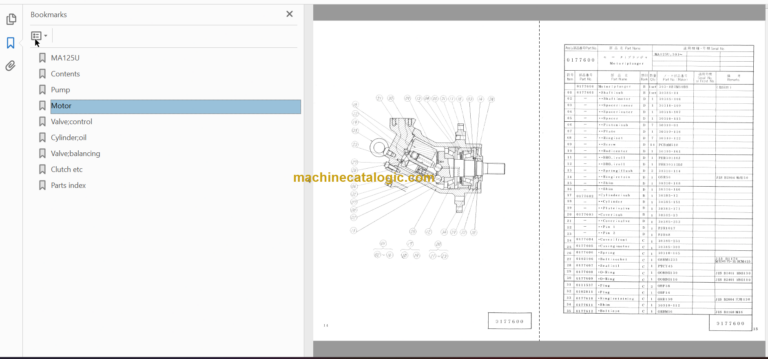 Hitachi MA125U Amphibious Soft Terrain Vehicle Parts Catalog & Equipment Components Parts Catalog