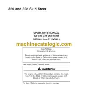 John Deere 325 and 328 Skid Steer Operators Manual (OMT205051)