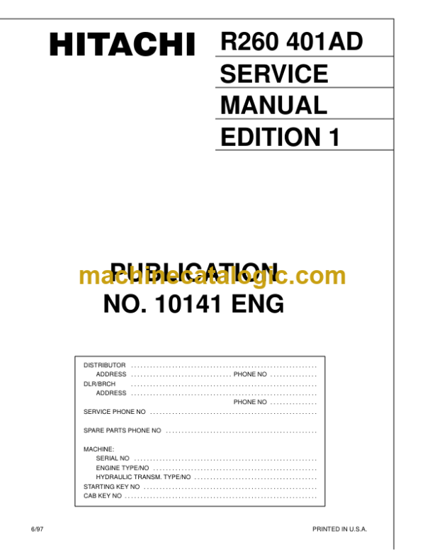 Hitachi EH4000 Service Manual (DC and covers R260)