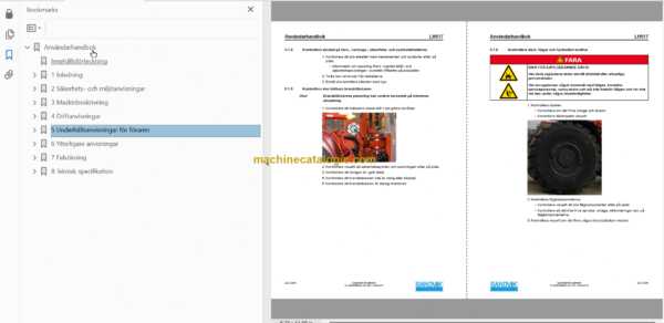 Sandvik LH517 Mining Loader Operator's and Maintenance Manual (L817D600 Swedish)