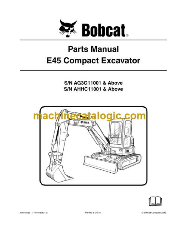 Bobcat E45 Compact Excavator Parts Manual