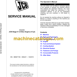 JCB Stage-V 3.0 Elec Engine (4 Cyl) Service Manual