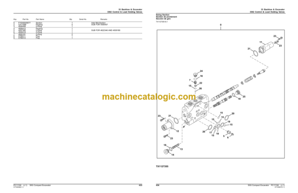 John Deere 50G Compact Excavator Parts Catalog (PC11192) PIN:1FF135GX_ _E400001-
