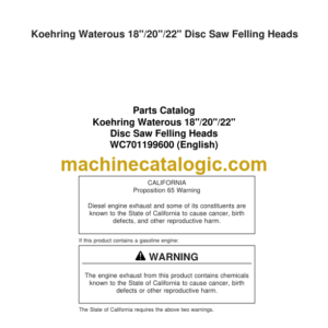 Koehring Waterous 18 20 22 Disc Saw Felling Heads Parts Catalog