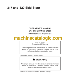 John Deere 317 and 320 Skid Steer Operators Manual (OMT205050)