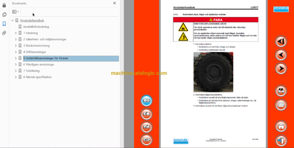Sandvik LH517 Mining Loader Operator's and Maintenance Manual (L817D619 Swedish)
