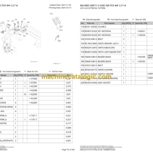 Kubota U27-4 Mini Excavator Parts Manual