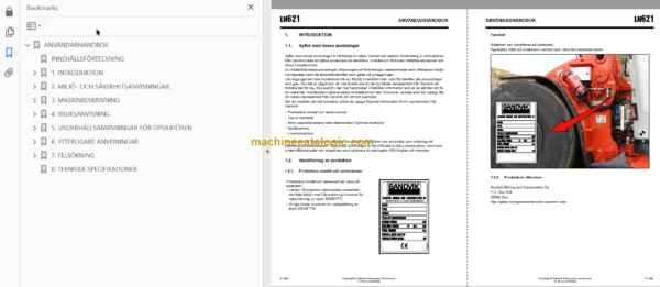 Sandvik LH621 Mining Loader Operator's and Maintenance Manual (L521D195 Swedish)