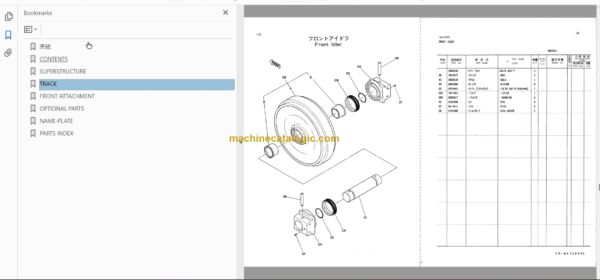 JD590D Hydraulic Excavator Parts Catalog & Equipment Components Parts Catalog