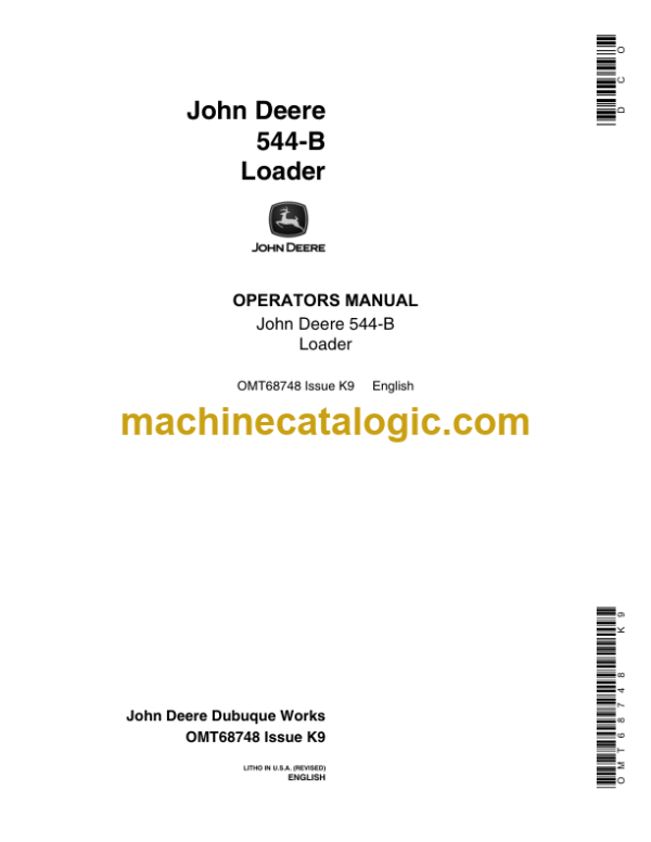John Deere 544-B Loader Operators Manual (OMT68748)