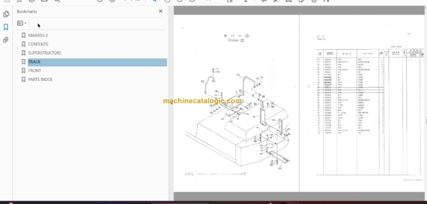 Hitachi MA400U-2 Amphibious Soft Terrain Vehicle Parts Catalog & Equipment Components Parts Catalog