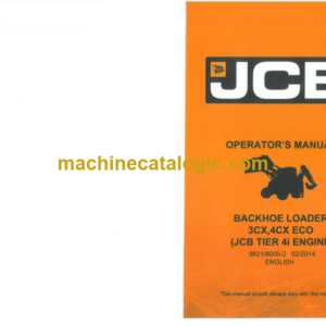 JCB 3CX 4CX ECO Backhoe Loader Operators Manual