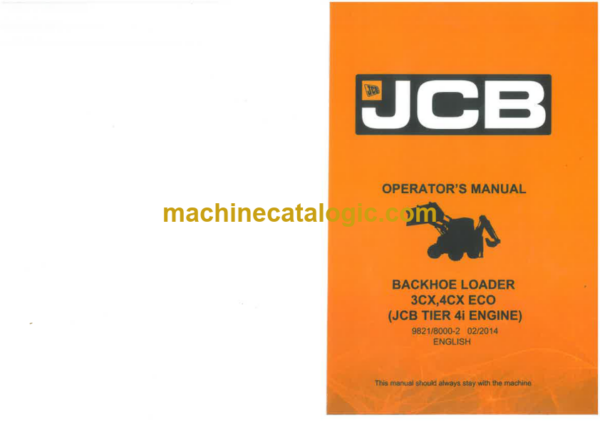 JCB 3CX 4CX ECO Backhoe Loader Operators Manual