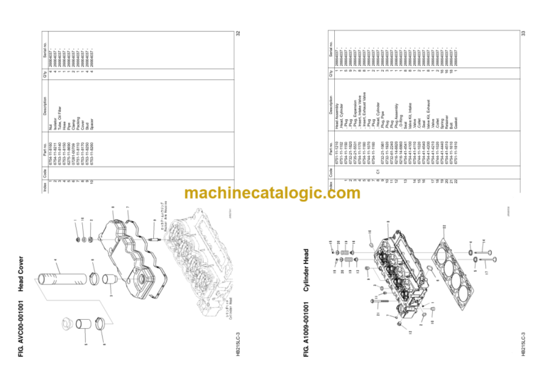 Komatsu HB215LC-3 Hybrid Excavator Parts Book