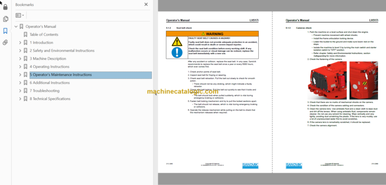 Sandvik LH517 Mining Loader Operator's and Maintenance Manual (L817D621 English)