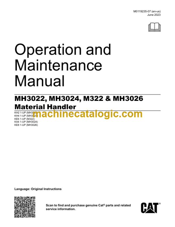 Cat MH3022 MH3024 M322 MH3026 Material Handler Operation and Maintenance Manual