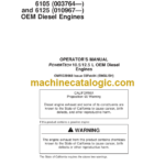 John Deere POWERTECH 10.5 L & 12.5 L 6105 and 6125 OEM Diesel Engines Operators Manual (OMRG29968)