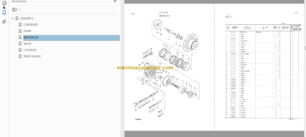 Hitachi EX20UR-2 Excavator Parts Catalog & Equipment Components Parts Catalog